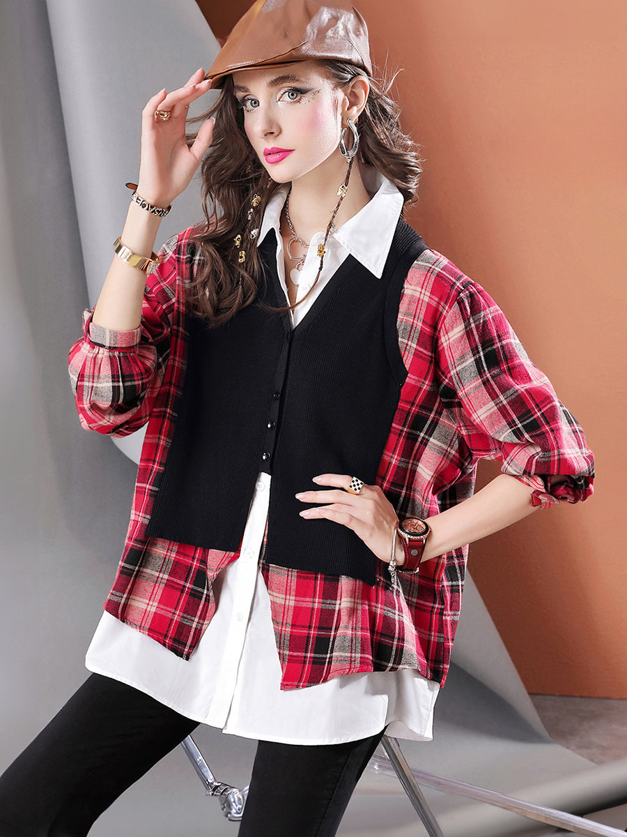 Fashionable loose spliced shirt