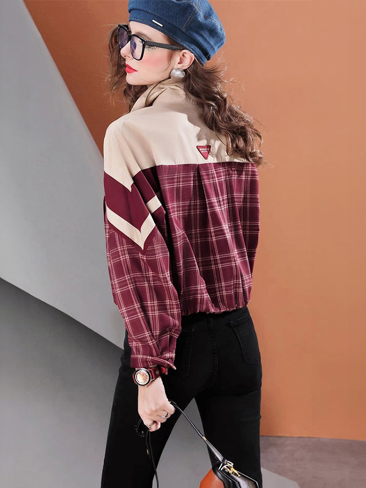 Burgundy Plaid Shirt for Women